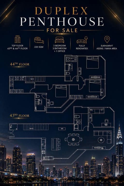 Penthouse · Floor 43-44 · 220 sqm — 34